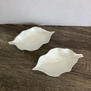 Vtg Limoges France Leaf Shaped Trinket Dishes